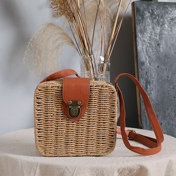 Vintage Rotan Crossbody Tas