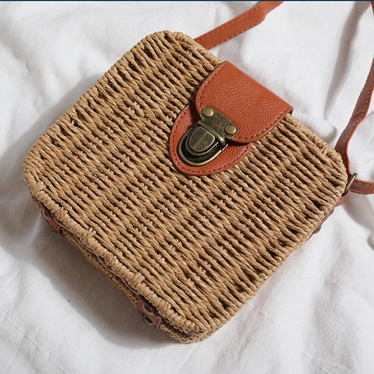 Vintage Rotan Crossbody Tas