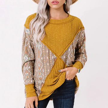T-Shirt Met Geometrische Print En Patchwork