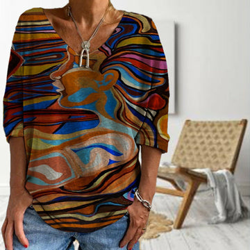 Kleurrijk T-Shirt Met Abstracte Print