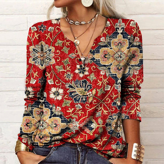 Blouse Met Bloemenprint In Etnische Stijl