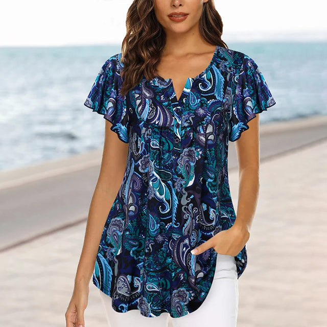 Casual Blouse Met Abstracte Print