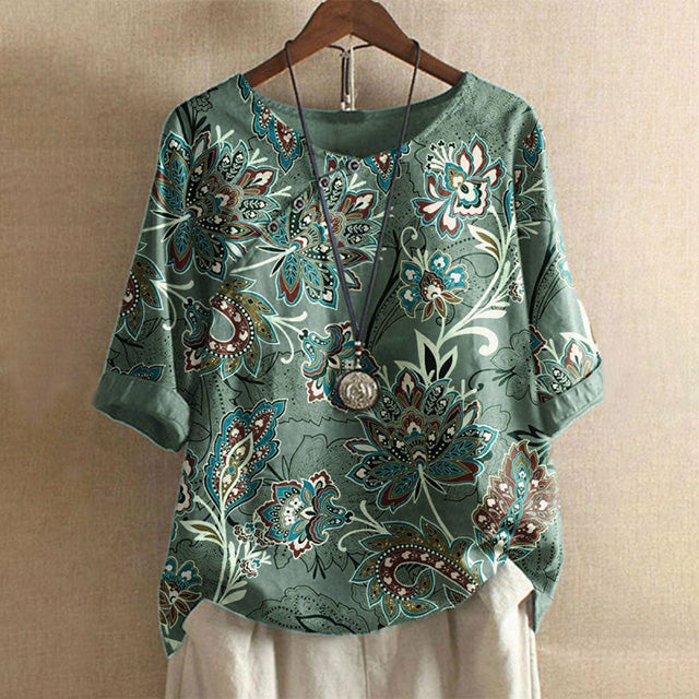 Vintage Blouse Met Bloemenprint