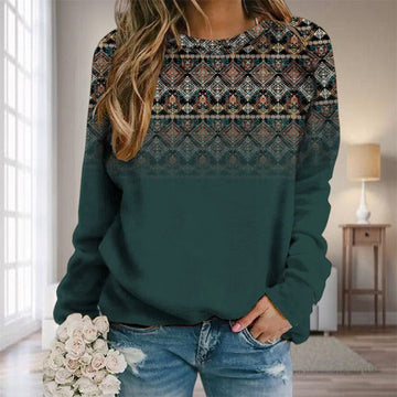 Vintage Sweatshirt Met Etnische Print