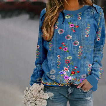 Casual Sweatshirt Met Bloemenprint