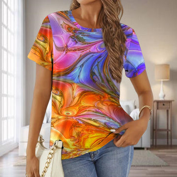 Kleurrijk T-Shirt Met Abstracte Print