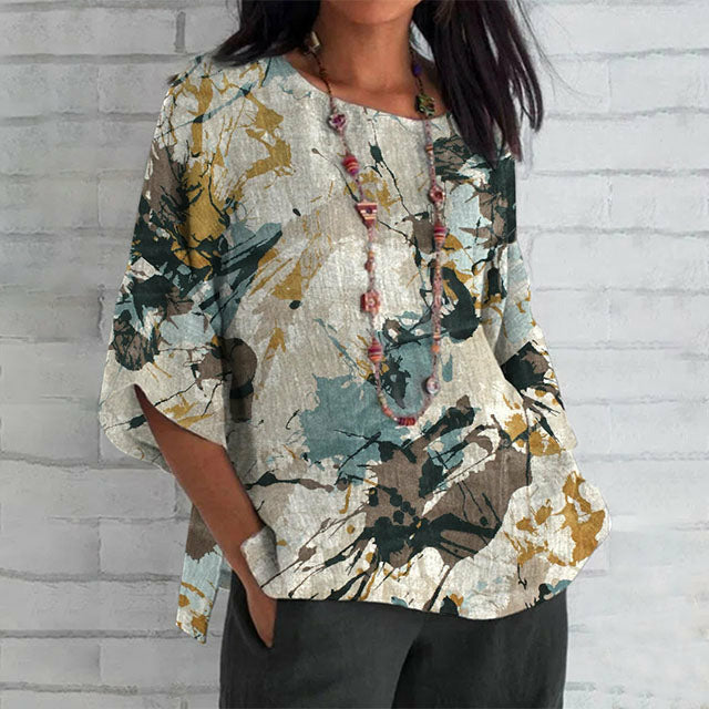 Casual Blouse Met Abstracte Print