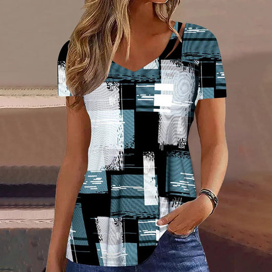 Casual T-Shirt Met Geometrische Print