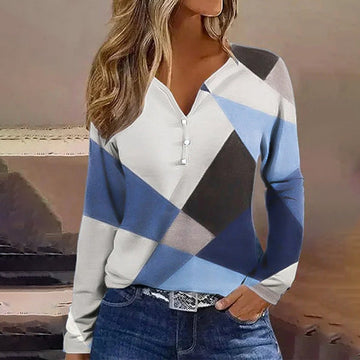 Casual Blouse Met Colourblocking