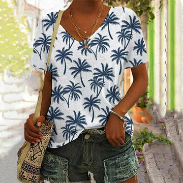 Casual Bedrukt T-Shirt In Strandstijl