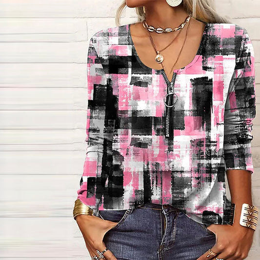 Casual Blouse Met Abstracte Print