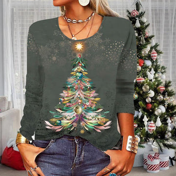 T-Shirt Met Kerstboomprint