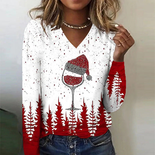 Casual T-Shirt Met Kerstprint