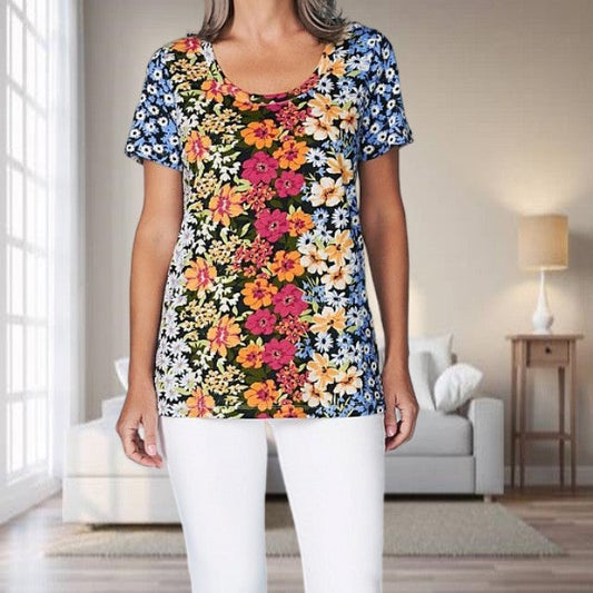 Kleurrijk T-Shirt Met Bloemenprint