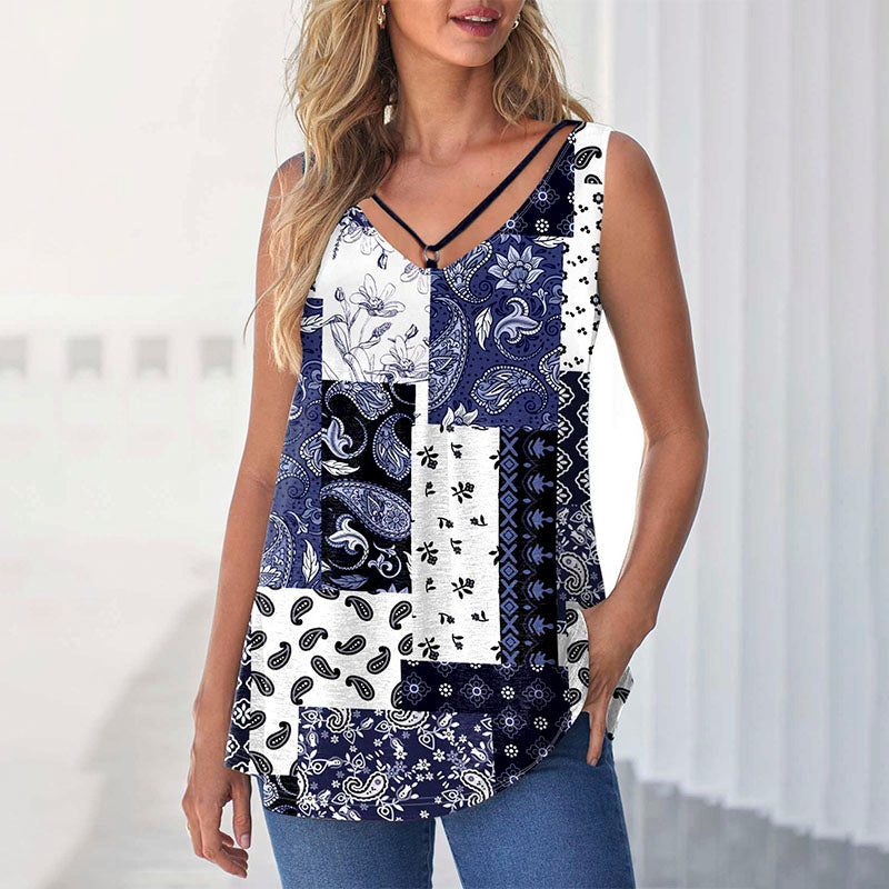 Casual Tanktop Met Abstracte Print