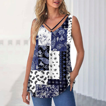 Casual Tanktop Met Abstracte Print