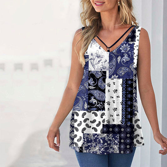 Casual Tanktop Met Abstracte Print