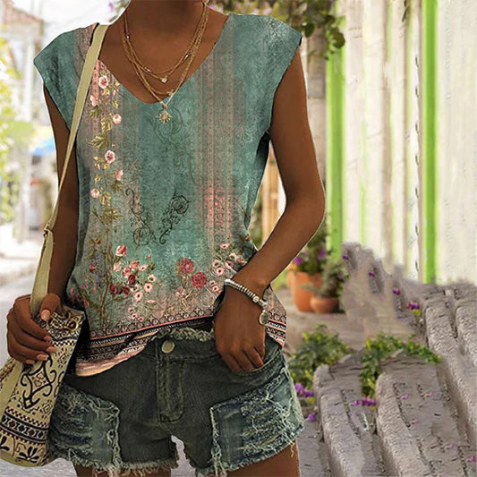 Tanktop Met Vintage Bloemenprint