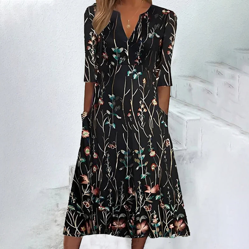 Elegante Jurk Met Bloemenprint