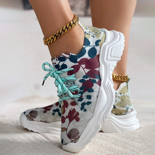 Casual Sneakers Met Bloemenprint