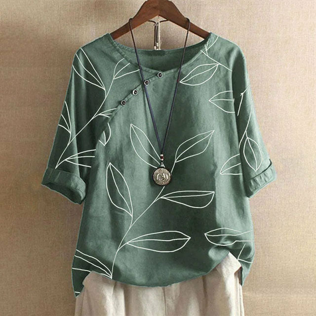 Casual Blouse Met Bladprint