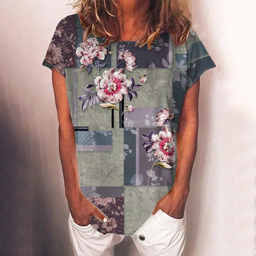 Vintage T-Shirt Met Bloemenprint