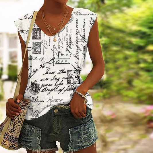 Casual Tanktop Met Creatieve Print