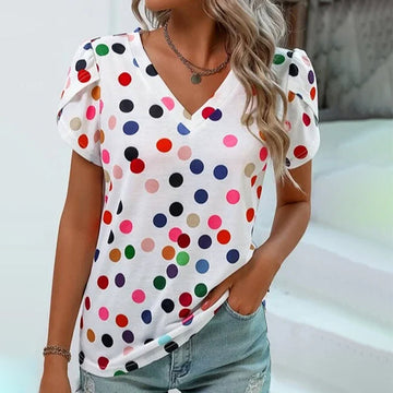 Casual T-Shirt Met Stippenprint