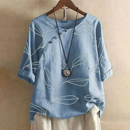 Casual Blouse Met Bladprint