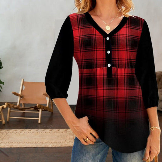 Geruite Casual Blouse