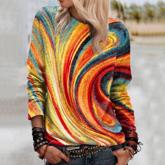 Kleurrijk T-Shirt Met Abstracte Print