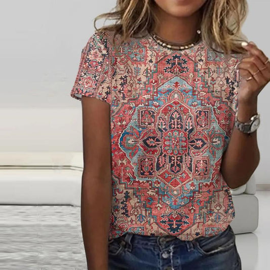 Vintage T-Shirt Met Etnische Print