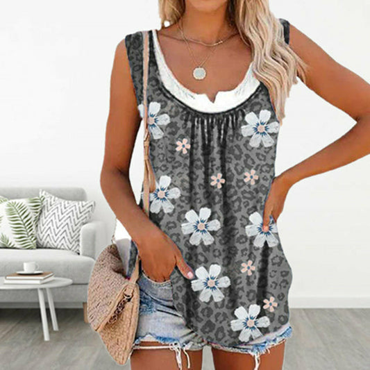 Casual Tanktop Met Bloemenprint