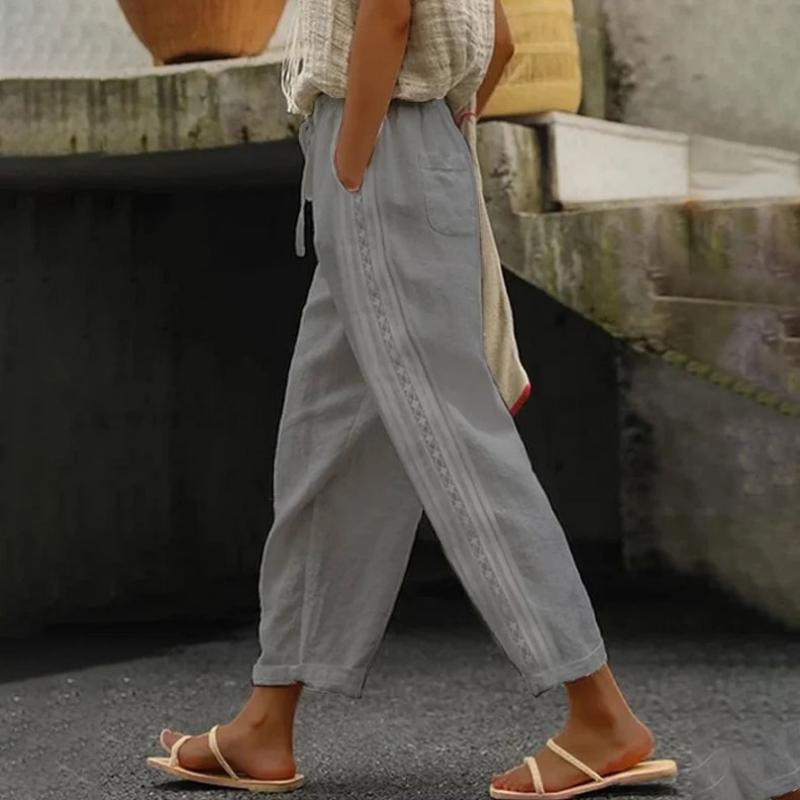 【Katoen En Linnen】Casual Rechte Broek