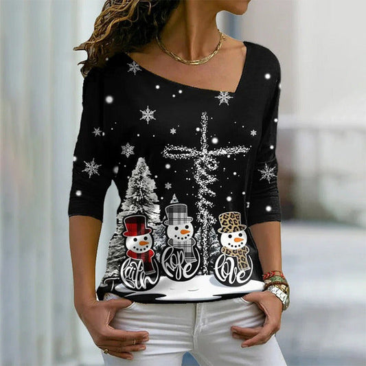 Casual T-Shirt Met Kerstprint