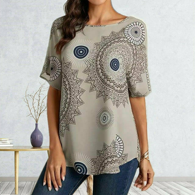 Vintage T-Shirt Met Geometrische Print