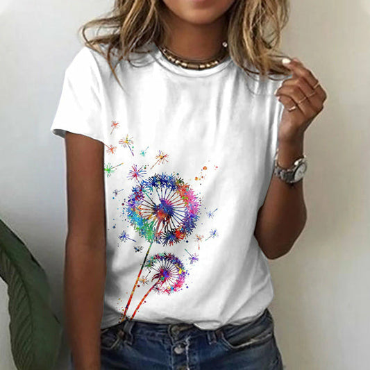 Kleurrijk T-Shirt Met Paardenbloemprint