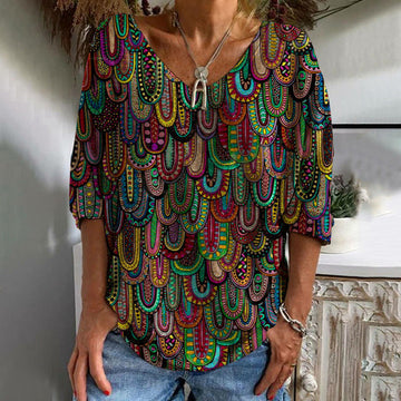 Casual T-Shirt Met Abstracte Print