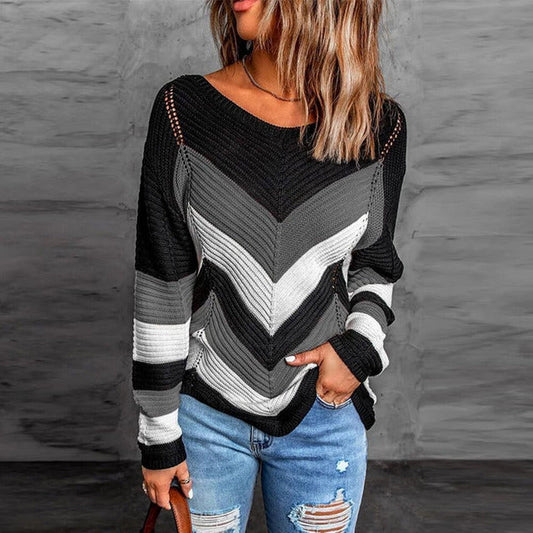Casual Gestreepte Patchwork Trui