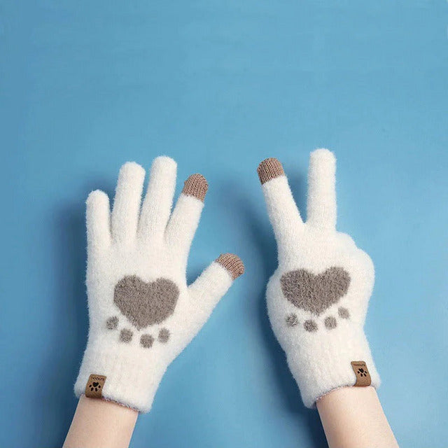 Warme Handschoenen Met Kattenpootafdruk