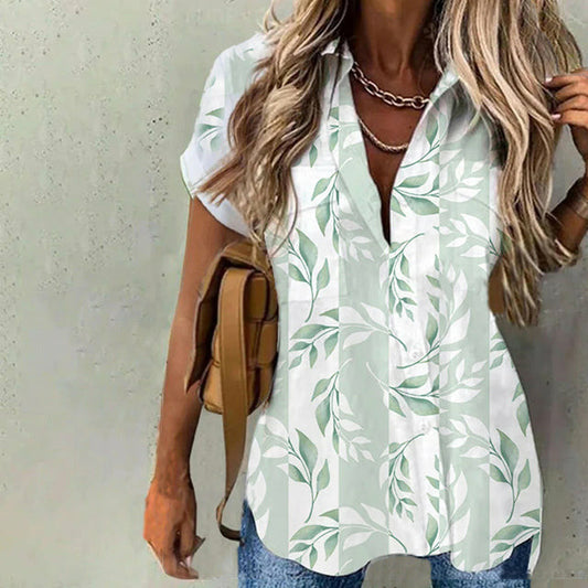 Casual Blouse Met Bladprint