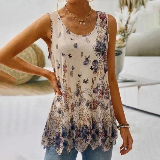 Bloemen Onregelmatige Casual Tanktop