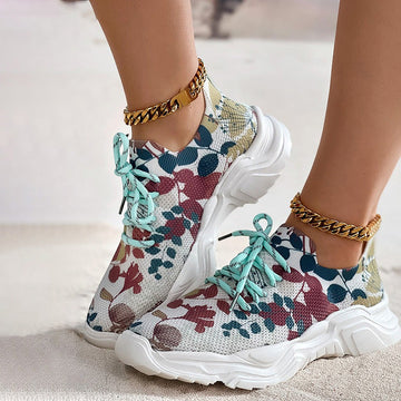 Casual Sneakers Met Bloemenprint