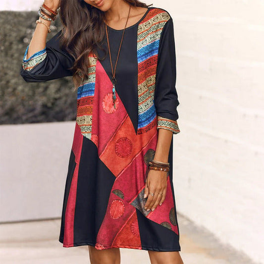 Vintage Jurk Met Bohemienprint